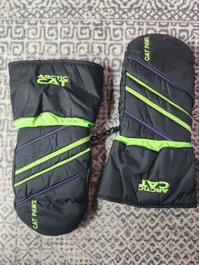 Arctic Cat Black & Neon Green Snow Mittens